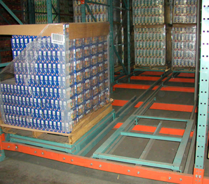 Yüksek Verimli Depolama Deposu İstif Palet Depolama Rafları Sistemi, Tepsi Arabası ile İtmeli Geriye Hareket Eden Mobil Palet Raf Sistemi - Product Image 5