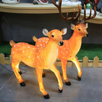 Sika Deer de resina para exteriores, estatua de ciervo Sika de fibra de vidrio con luz LED, tamaño real, adornos de animales de jardín