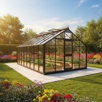 Serre en verre pour l'extérieur, utilisable toute l'année, avec structure en fer, design personnalisé, idéale pour les jardins et les événements de mariage