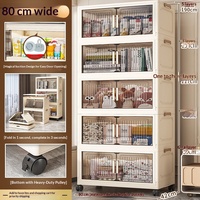 Armoire de rangement pliable sur pied de 40-80 cm de large, étagère multi-niveaux, unité de rangement en plastique sans assemblage, pour balcon, bébé, enfants