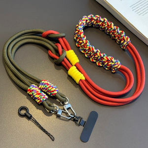 Weaving Colorful Mobile Phone <b>Lanyards</b> Crossbody Color-block Versatile Strap Girls Anti-loss Shoulder And Back Strap Chain - Product Image 5