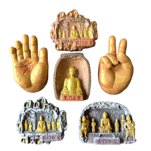 Yijias nuovo lotto di adesivi per frigorifero culturali e in resina con magneti 3D per mani Buddhas dalla grottola Longmen - Product Image 1