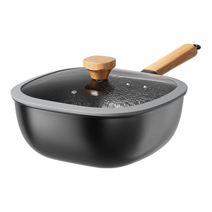 Cast Iron <b>Wok</b> Frying Pan 28Cm Non-Stick Square Design For Gas And Induction Cookers - Product Image 1