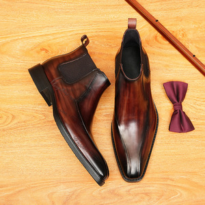 Chaussures de ville pour hommes à bout carré et à boucle, style italien, nouvelle collection, tendance. Robe d'automne en cuir de haute qualité, rehaussant la taille - Product Image 4