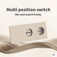 Interruptores y Enchufes de Pared WESA Ultrafinos con Botón Pulsador de 1/2/3 Vías, Enchufe Europeo de 1/2 Vía, Combinación Libre, Diseño Moderno de Lujo