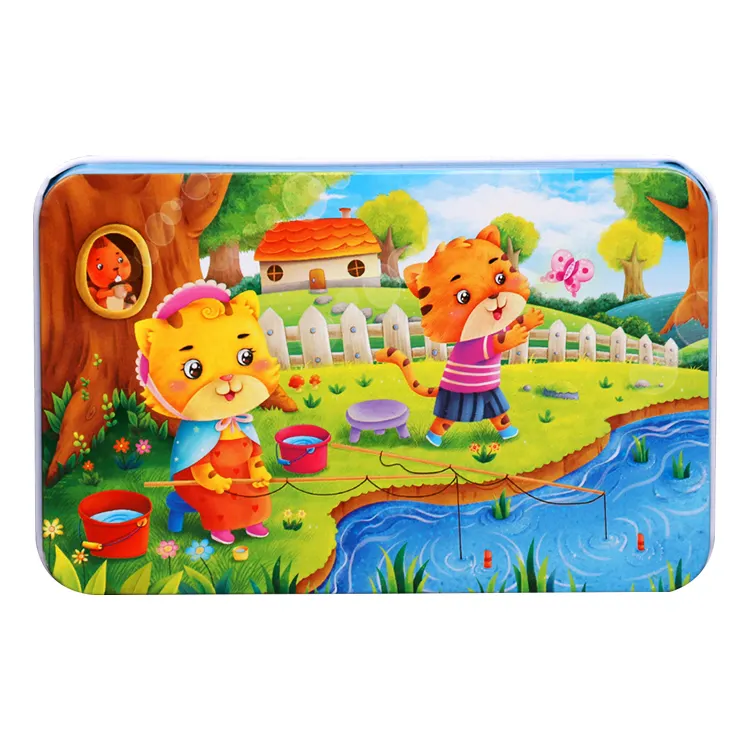 Factory Wholesale Eco-friendly Recycled Paper Cardboard 60 Piece Children Jigsaw Puzzle Box