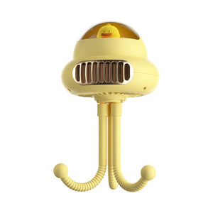 Ventilateur de bureau sans pales Octopus jaune, rechargeable par USB, design capsule spatiale, pour poussette et usage domestique - Product Image 3