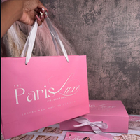 Boîte en Papier de Luxe à Clapet Magnétique, Sac d'Emballage pour Cheveux avec Poignée en Ruban, Carte de Remerciement, Sac en Satin, Logo Personnalisé
