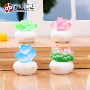 กระถางต้นไม้ขนาดเล็กประดับเรซิ่นสำหรับตกแต่งโต๊ะทำงานและรถยนต์ - Product Image 3