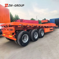 Trailer Semi Flatbed 3 As 40ft, Transportasi Barang Curah, Pengangkut Kontainer, Trailer High Bed, Trailer Long Pan