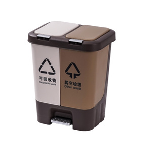 Dual Use 20L Plastic Trash Can With Lid Flip Top Sorting <b>Bin</b> For Kitchen Indoor <b>Square</b> Shape - Product Image 1