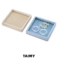 Plateau de rangement pour bijoux en velours carré multicolore en gros, plateau de présentation de bijoux, plateau à bijoux haut de gamme, logo personnalisé, vente en gros