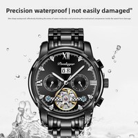 Nouvelle montre mécanique pour homme avec tourbillon, calendrier, mouvement automatique, étanche 50m, bracelet en acrylique, cadran à aiguilles, aiguilles lumineuses