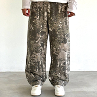 Jeans OEM ODM pour hommes, style camouflage forestier, coupe ample, jambe large, pantalon camouflage naturel, vintage, délavé, streetwear, denim surdimensionné