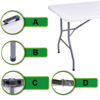 Table Pliante Rectangulaire Robuste d'Extérieur 180 cm (6 pi) pour Camping, Traiteur, Économique