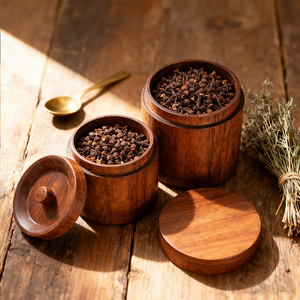 Оптовая продажа, экологически чистая современная деревянная канистра для хранения чая, органайзер для хранения чая, жестяная коробка для чая, чагура, древесина, воздухонепроницаемая двойная крышка - Product Image 2