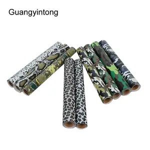 Guangyintong พียูลายเสือดาวแวววาว Easyweed ฟิล์มลามิเนตความร้อนฟิล์มเคลือบไวนิลถ่ายโอนความร้อนสำหรับเสื้อผ้า