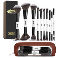 Ensemble de 10 pinceaux de maquillage professionnels NEONIQ avec logo personnalisé, étiquette privée, pinceau pour fond de teint, pinceau pour fards à paupières, pinceau pour le maquillage du visage