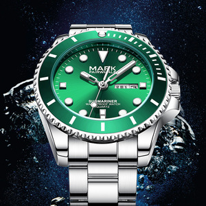 นาฬิกาควอตซ์แฟชั่นผู้ชายรูปทรงผีน้ำสีเขียว Fairwhale กำหนดวันที่อัตโนมัติ - Product Image 1