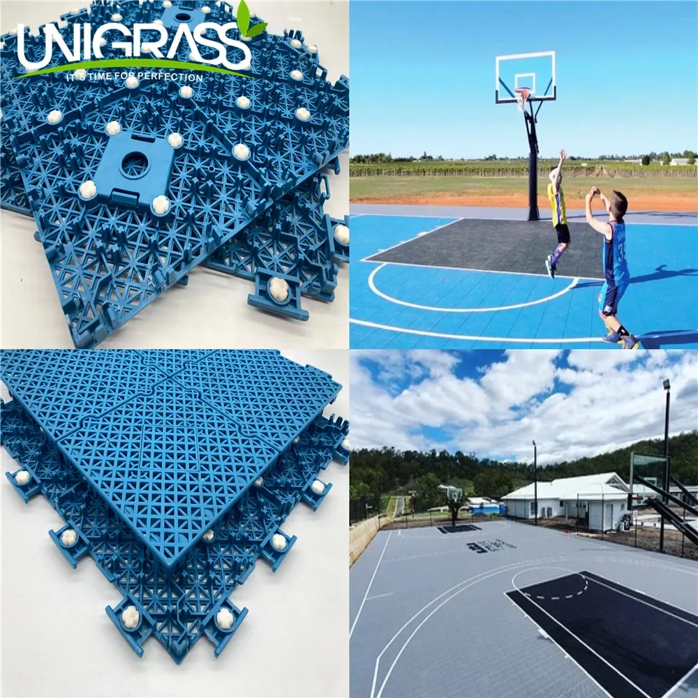 Uni-Baldosas de plástico para baloncesto al aire libre, baldosas portátiles de corte deportivo, temporal, personalizadas, Pp