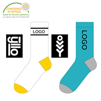 Chaussettes de Sport Personnalisées de Qualité, Mi-Mollet, Tendance, Antidérapantes, Brodées, à Compression, Imprimées Logo, en Coton, pour Hommes et Femmes, Design