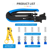 Kit d'outils de sertissage de câbles coaxiaux en gros avec pince à dénuder manuelle pour la maintenance des réseaux