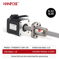 HANPOSE Nema17 Motor Stepper Sekrup Bola 17HS8401S-SFU1204 300mm 0.52N.M Motor Stepper untuk Printer 3D & Mini CNC