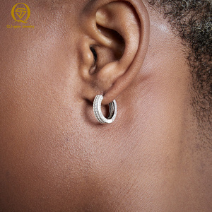 Pendientes de Aro Unisex de Oro Platino 10k 14k 18k con Diamantes de Laboratorio Totalmente Engastados, Estilo HipHop, para Punk Rock y Rapper - Product Image 5
