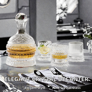 Decanter Rotante in Cristallo Senza Piombo Inciso di Lusso ed Elegante per <span class=keywords><strong>Vino</strong></span> Rosso, Vendita all'Ingrosso - Product Image 2