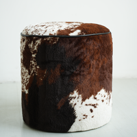 Pouf ottoman en similicuir pelucheux à imprimé animal pour salon, chambre, comme table basse ou repose-pieds pour changer de chaussures