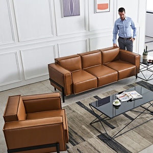 Guangzhou Factory Leather Fabric Sectional <b>Office</b> Reception <b>Sofa</b> Set for Villa <b>Office</b> Waiting Room Leisure Synthetic Leather - Product Image 4