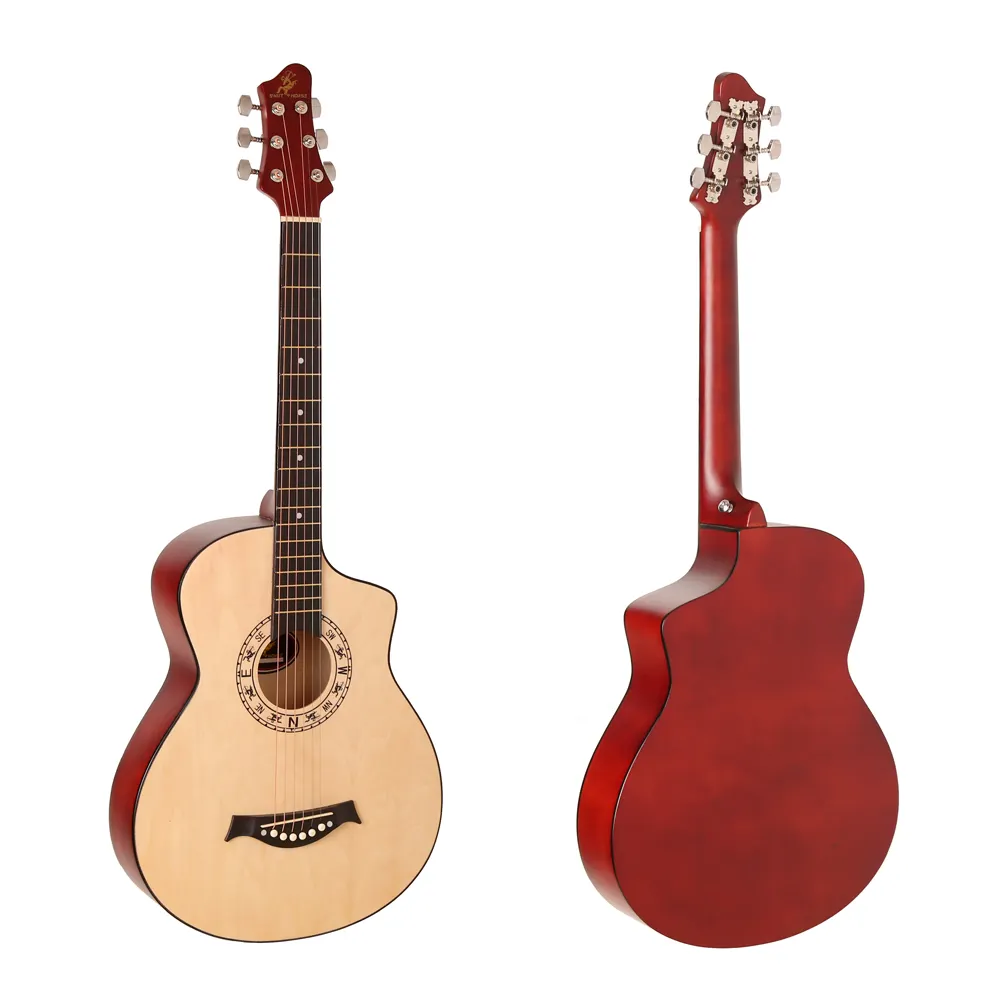 Guitare acoustique de haute qualité 38 pouces avec Linden, prix d'usine de gros, guitare acoustique fabriquée en chine