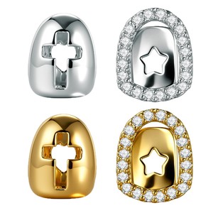 Fine Grillz - Accesorios Dentales Unisex para Fiesta, con Diseño de Estrella Hueca y Cruz, Engaste de Zirconia, para Una Sola Dentadura - Product Image 5