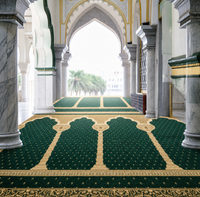 Tapis de prière de mosquée de luxe en laine jacquard tissée à poils longs, antidérapant, épais et lavable, pour salle de prière musulmane