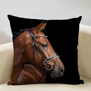 농장 동물 말 쿠션 커버 45x45cm 린넨 베개 케이스 럭셔리 홈 소파 장식 양면 인쇄 베갯잇 - Product Image 5