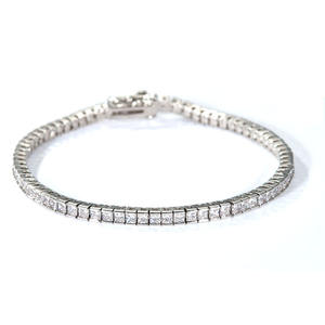 Pulsera de Tenis Aivenchy Personalizada para Mujer, Moderna, de Alta Calidad, 100% Oro Blanco Puro con Baño de Rodio y Moissanita Cuadrada - Product Image 3