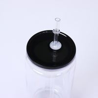 Meilleur prix 16oz acrylique boule à neige gobelet Double paroi clair pré-percé canette de bière tasse avec couvercle et paille