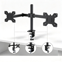 Support de moniteur VESA en acier carbone avec double bras vertical, barre transversale, gestion des câbles, inclinaison, rotation, pour écrans de 13 à 32 pouces
