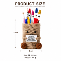 Porte-stylo au crochet, adorable organisateur de bureau Amigurumi, avec message motivant, en laine tricotée, pour le bureau