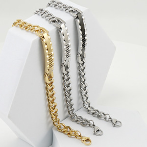 <b>Titanium</b> Steel Men's Bracelet 8MM Black Gold <b>Chain</b> Link Fashion Jewelry - Product Image 3