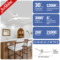 Ventilateur de plafond à LED dimmable 1stshine pour plafonds bas, 52 pouces, à économie d'énergie, idéal pour projets hôteliers