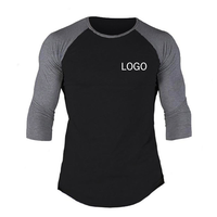 Kaos Rajut Katun Murni 180g Warna-Blok Pria Grosir Kustom, Pakaian Olahraga Kasual, Bernapas, Cepat Kering, Ukuran Besar