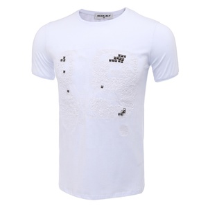 Bordado cubierta con diamantes de imitación de Metal accesorio de los hombres <span class=keywords><strong>T</strong></span> camisa OEM personalizado - Product Image 1