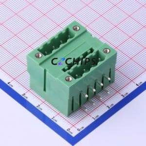 KF2EDGRHM-5.0-2*4P Plug-in Terminal Block Bent Lead Through Hole,P=5mm Board-to-Board / Socket - Closed Screw Fixing 5mm Green - Product Image 1