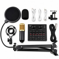 Kit de microphone à condensateur USB professionnel avec carte son en direct, bras articulé et filtre anti-pop pour l'enregistrement de podcasts et l'enseignement en ligne