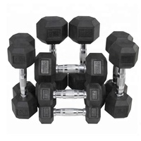 Ensemble d'haltères hexagonales en caoutchouc de 25 lb (11,3 kg) avec support, revêtement noir intégral, pour femme, en fonte de Nantong