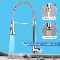Robinet de cuisine classique chromé avec ressort de valve en céramique, double bec, rotatif à 360°, deux modes d'eau, utilisation multi-scènes