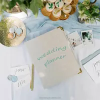 Cuaderno de oro rosa con cubierta dura personalizada, planificador de boda con caja de regalo