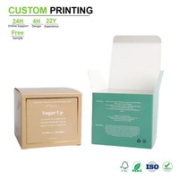 Boîtes cosmétiques cubiques personnalisées en carton blanchi rigide, boîte à parfum carrée avec coins pliés, vernis à effet de reflet, grammage calibré, MOQ 50 pièces