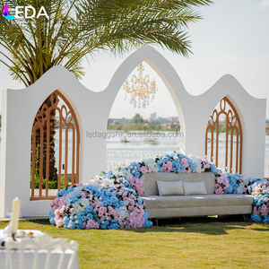 LEDA Outdoor Party Wedding Event Unique Acrylic Backdrop Three-piece Set with Pointed <b>Arch</b> Openwork Pattern - Product Image 4